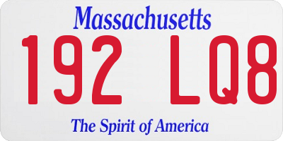 MA license plate 192LQ8