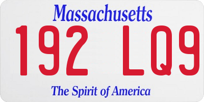 MA license plate 192LQ9