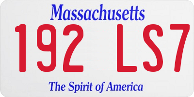 MA license plate 192LS7
