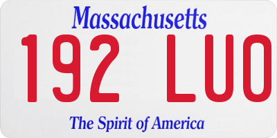 MA license plate 192LU0