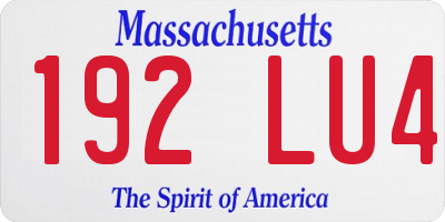 MA license plate 192LU4