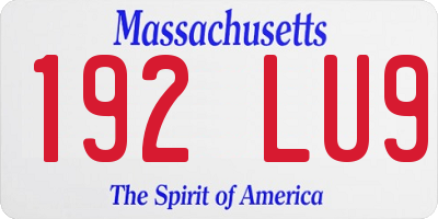 MA license plate 192LU9