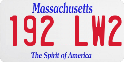 MA license plate 192LW2