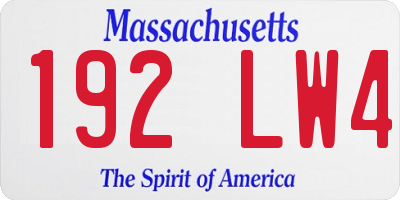 MA license plate 192LW4