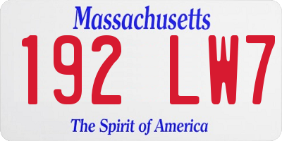 MA license plate 192LW7