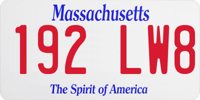 MA license plate 192LW8