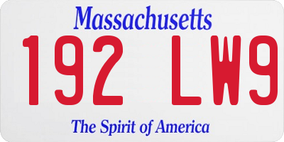 MA license plate 192LW9