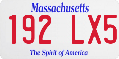 MA license plate 192LX5