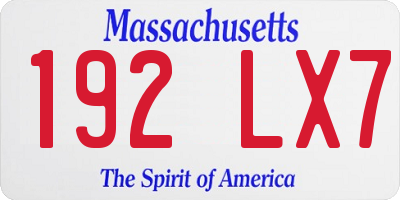 MA license plate 192LX7