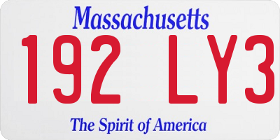 MA license plate 192LY3