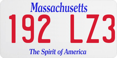 MA license plate 192LZ3
