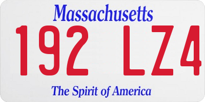 MA license plate 192LZ4