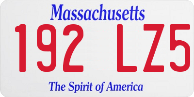 MA license plate 192LZ5