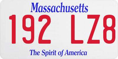 MA license plate 192LZ8