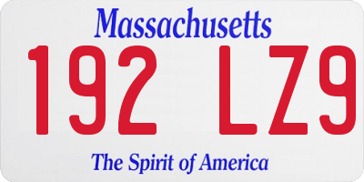 MA license plate 192LZ9