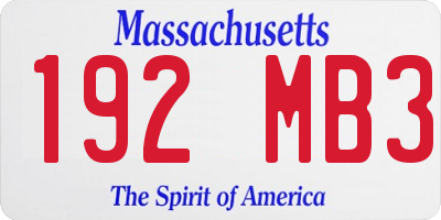 MA license plate 192MB3