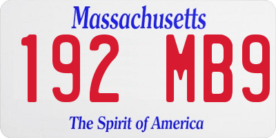 MA license plate 192MB9