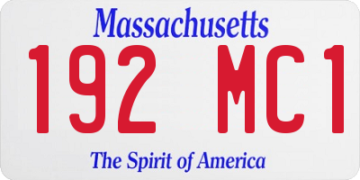 MA license plate 192MC1