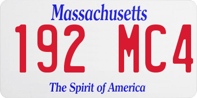 MA license plate 192MC4