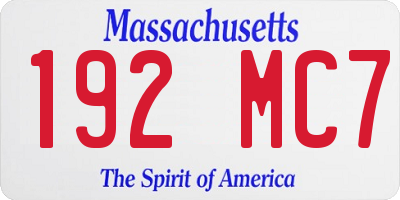 MA license plate 192MC7