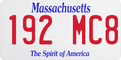 MA license plate 192MC8
