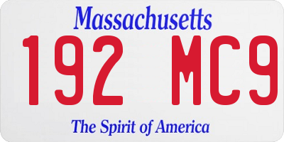 MA license plate 192MC9