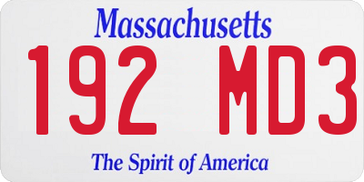 MA license plate 192MD3