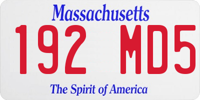 MA license plate 192MD5