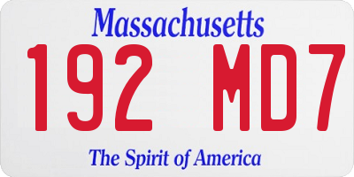 MA license plate 192MD7