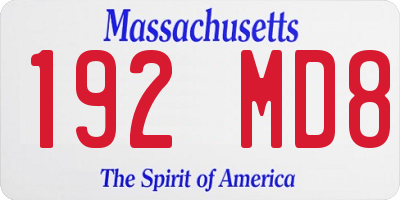 MA license plate 192MD8