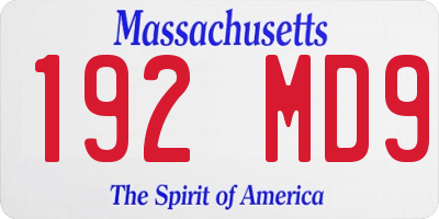 MA license plate 192MD9