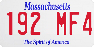 MA license plate 192MF4