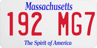 MA license plate 192MG7