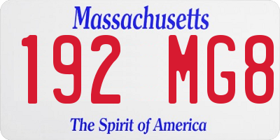 MA license plate 192MG8