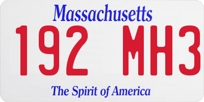 MA license plate 192MH3