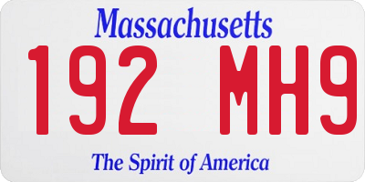 MA license plate 192MH9