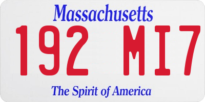 MA license plate 192MI7