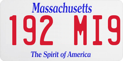 MA license plate 192MI9
