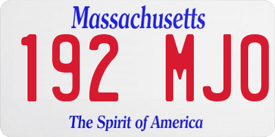 MA license plate 192MJ0