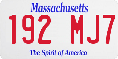 MA license plate 192MJ7