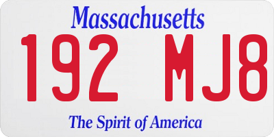 MA license plate 192MJ8