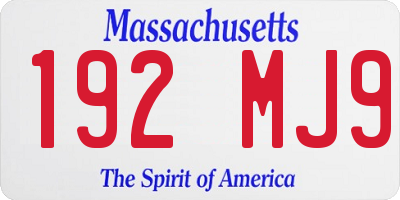 MA license plate 192MJ9
