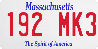 MA license plate 192MK3