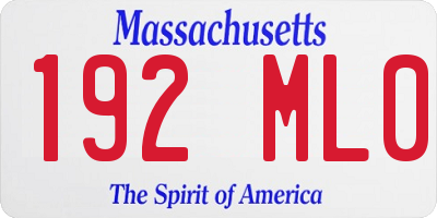 MA license plate 192ML0