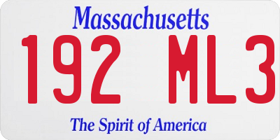 MA license plate 192ML3