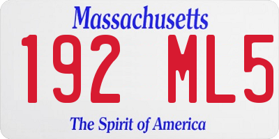 MA license plate 192ML5