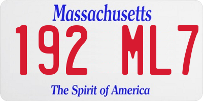 MA license plate 192ML7