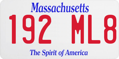 MA license plate 192ML8