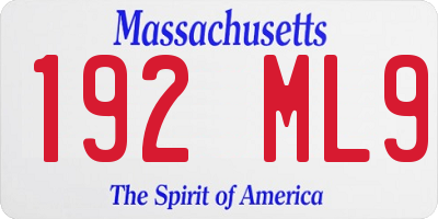 MA license plate 192ML9