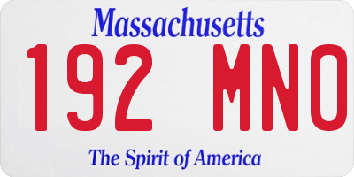 MA license plate 192MN0